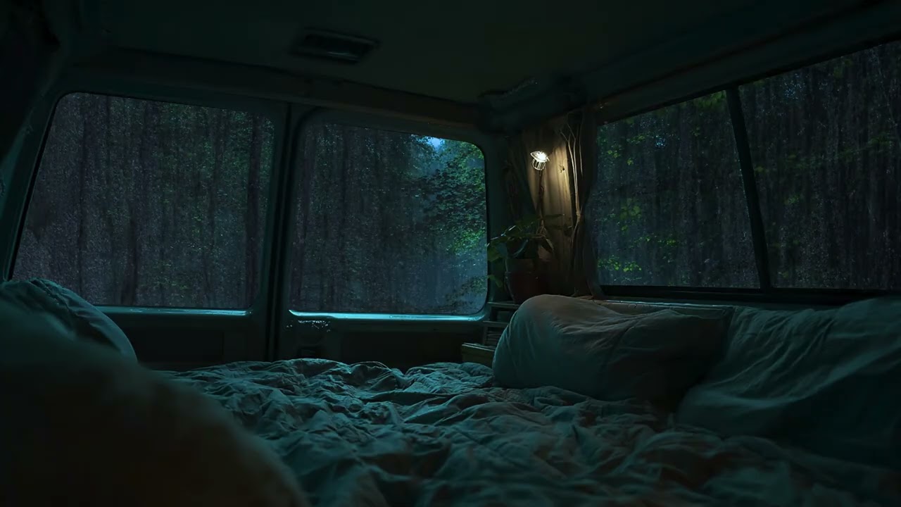 Rain and Thunder Outside the Camping Car | Deep Sleep ASMR for Relaxation and Calm