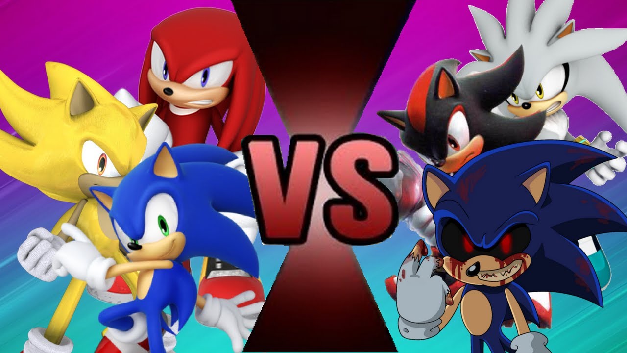 SONIC vs SHADOW vs SILVER vs GOLDEN SONIC vs KNUCKLES vs SONIC.EXE! (WWE 2K17 Cartoon Battle #25)
