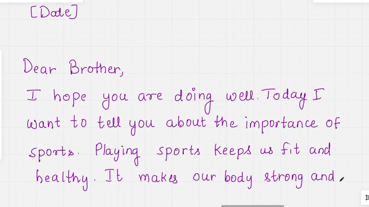 Write a letter to your brother telling him about the importance of Sports