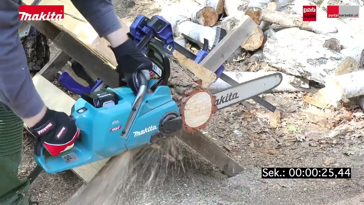 Test akumulatorowej pilarki łańcuchowej UC017G 40V max XGT