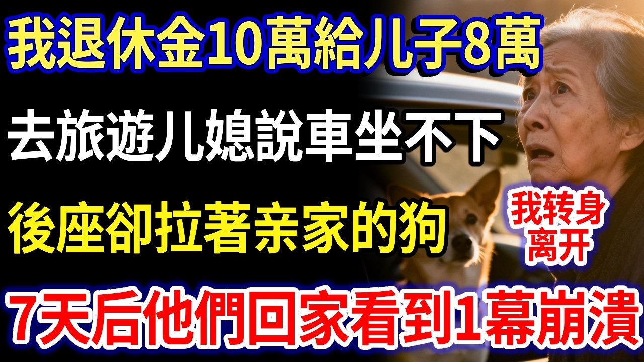 我74岁，退休金10萬給儿子8萬，過年去旅遊儿媳說車坐不下，後座卻拉著亲家的狗，我笑了，转身离开， 7天后他們回家一幕崩潰#家庭故事#家庭倫理#生活經驗#真實生活#情感故事#養老#不孝子#退休金