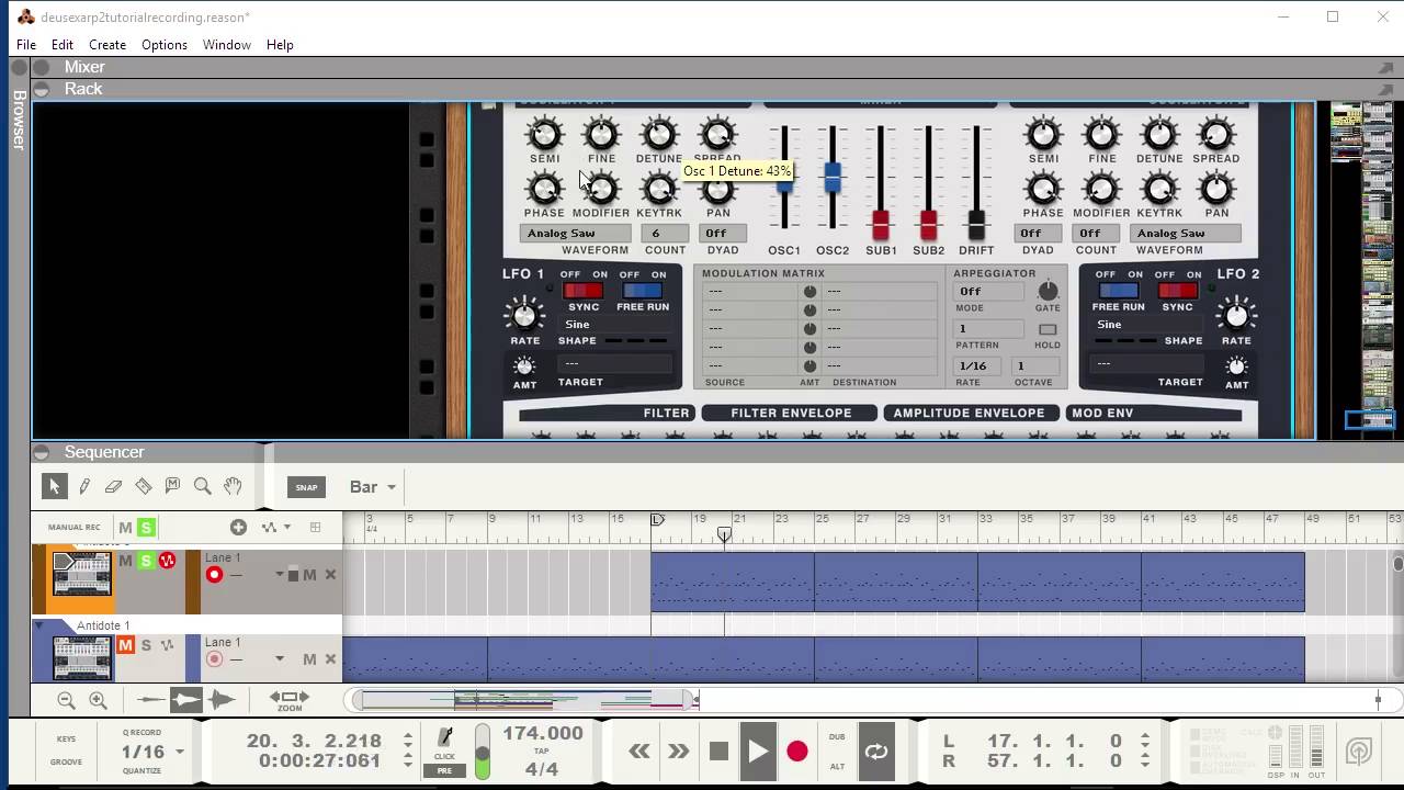 Reason Tutorial: Film Score Pulse Bass / Synth Arpeggio