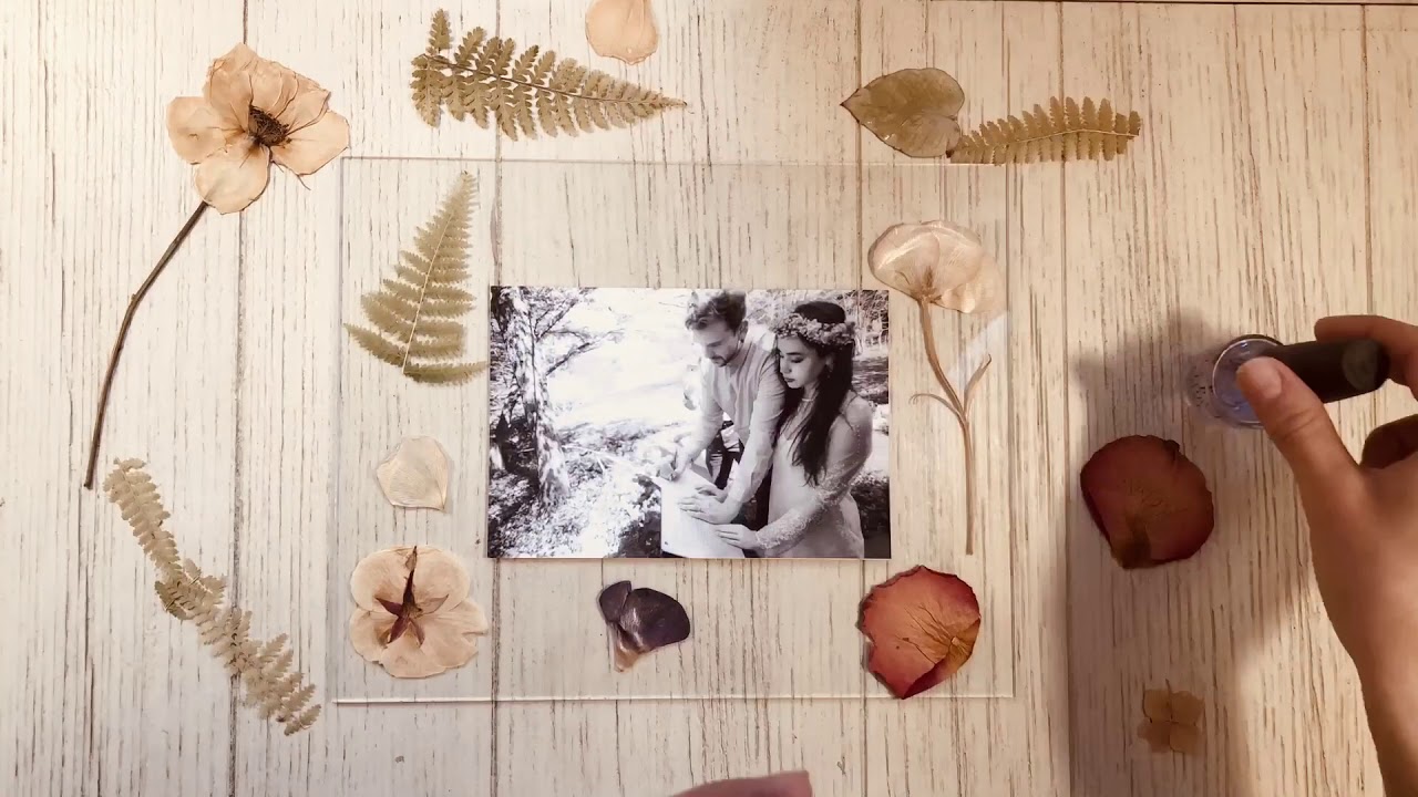 DIY pressed plants photo frame