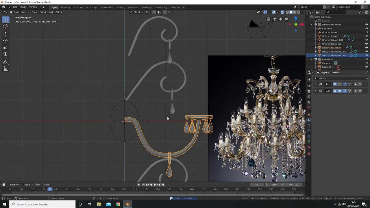 Timelapse - Blender 3D - Having too much time with Chandeliers