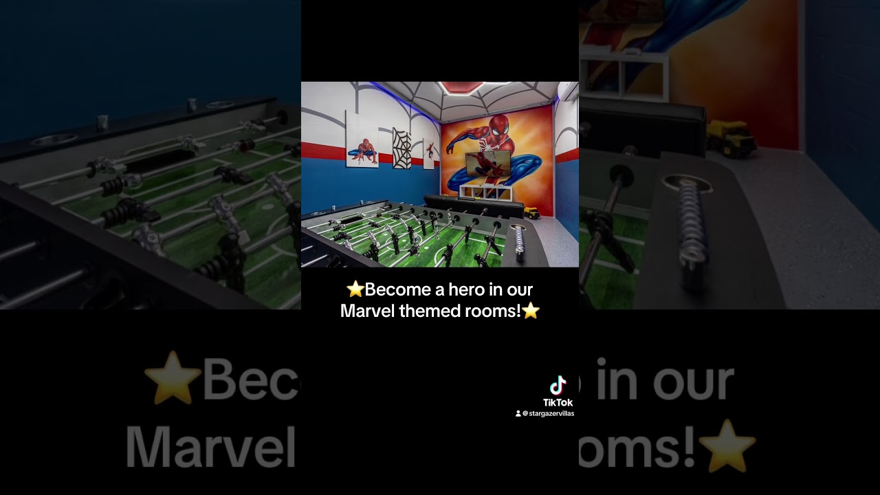 Become a hero in our Marvel themed rooms⭐️ #stargazervillas #stargazerrentals #airbnb #marvel