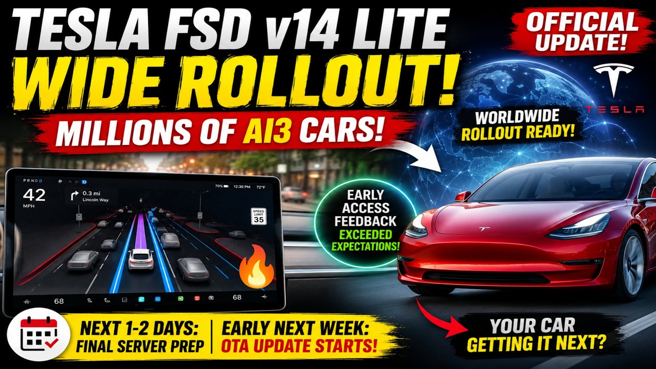 Tesla FSD v14 Lite Worldwide Rollout Big Surprise! Millions of AI3 Cars Getting OTA Update Soon,