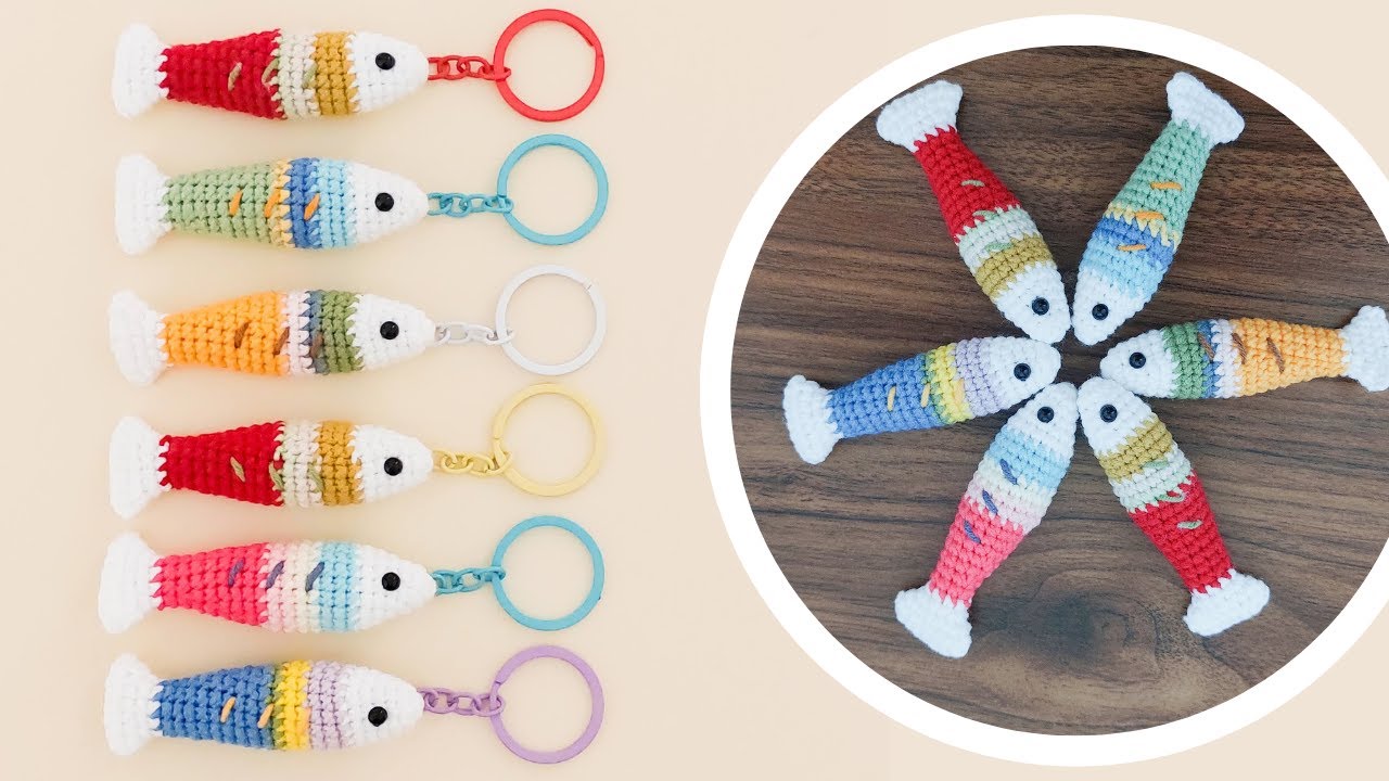 Crochet Little Fish Keychain 🐟 - Pretty Pattern to Save the Scrap Yarn | NHÀ LEN