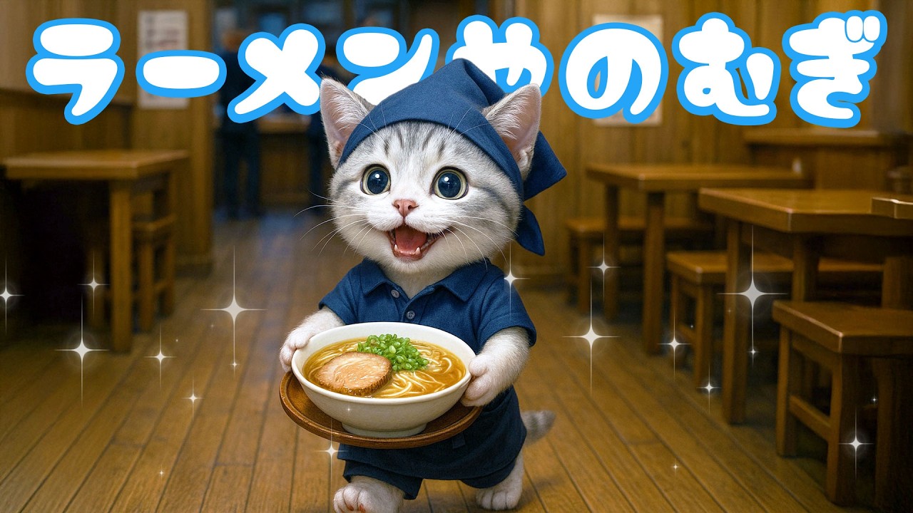 【社畜ねこのむぎ】ラーメン屋バイトを始めたむぎの1日に密着🐱🍜