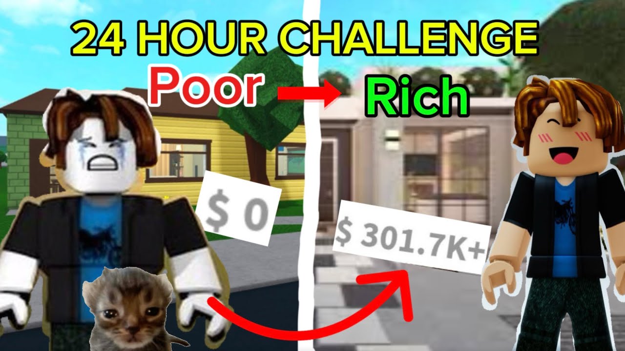 From POOR to RICH in 24 Hours (Bloxburg challenge)