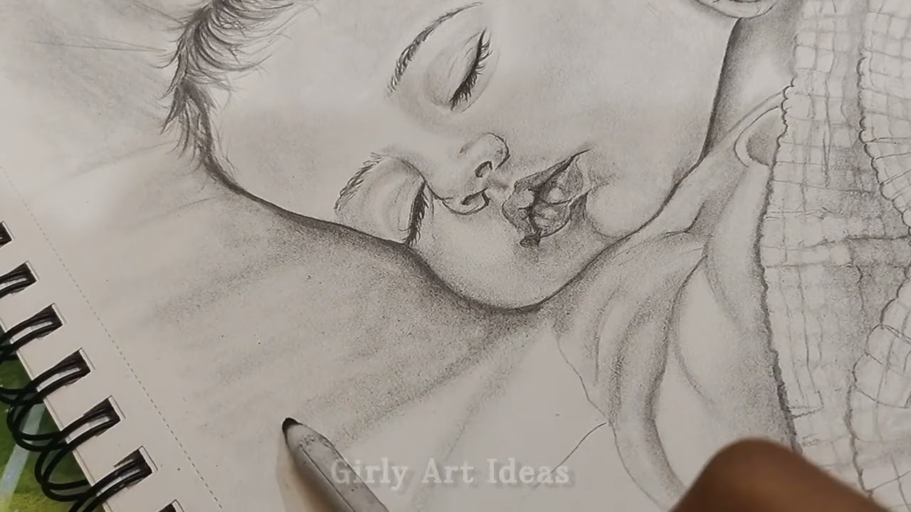 Sleeping Baby Easy Sketch Portrait For Beginners Part-2 #girlyartideas#drawing 
