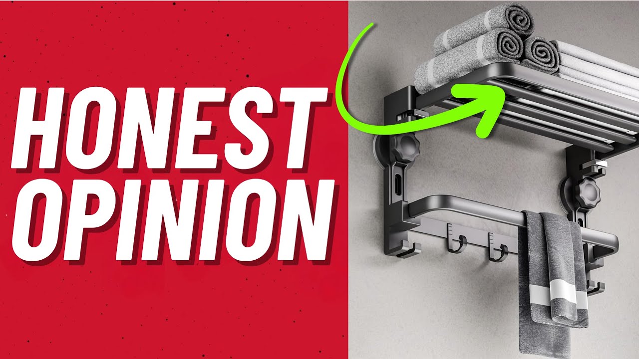 Bathroom Towel Rack Review | Easy Install Foldable Towel Shelf with Hooks + Honest review