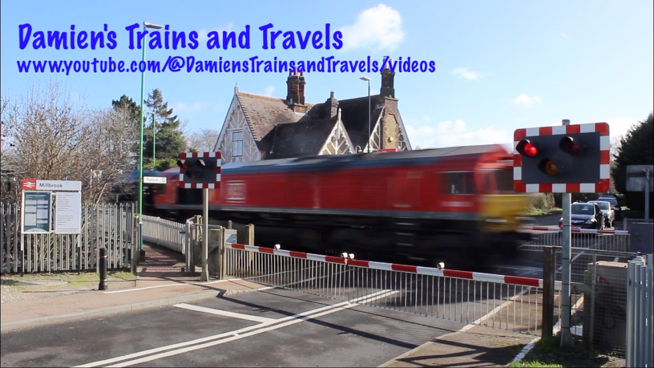 Class 66 No. 66106 with Toyota Car Train, Millbrook Railway Station & Level Crossing 11th March 2026