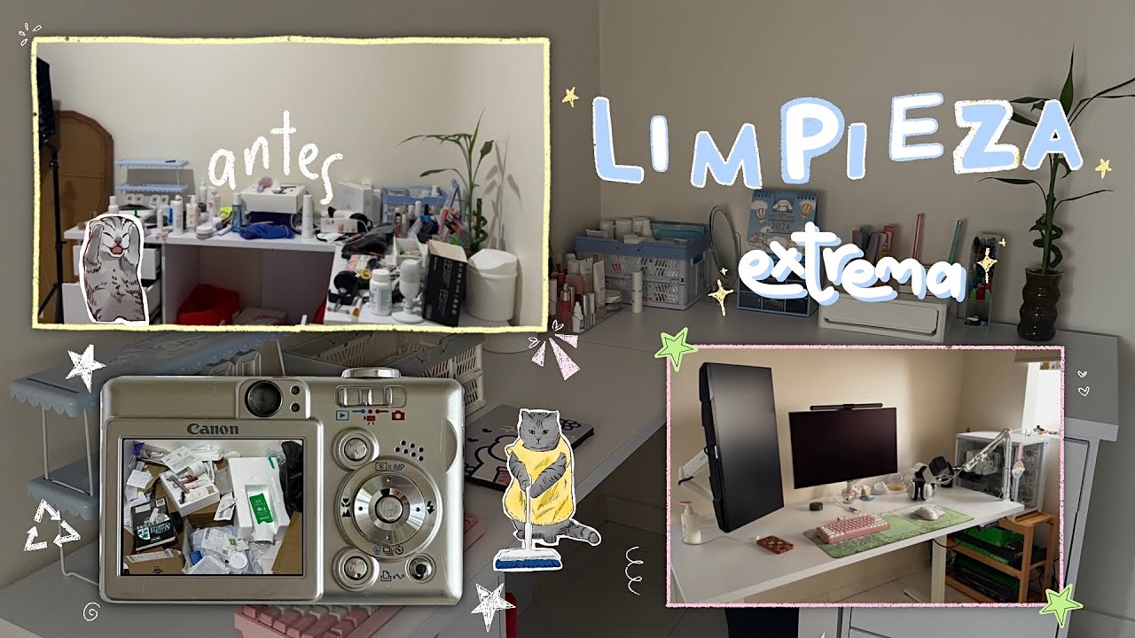 Limpieza EXTREMA de mi cueva/oficina ♡ Cómo limpiar un mousepad + motivación!