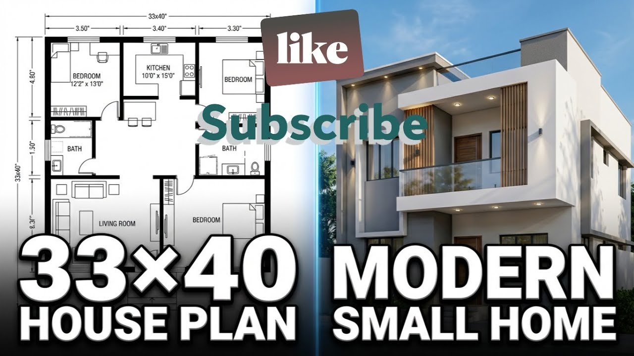 33x40 House Plan | Modern Small Home Design with Floor Plan|33x40 ghar ka naksha|1200 sqft house