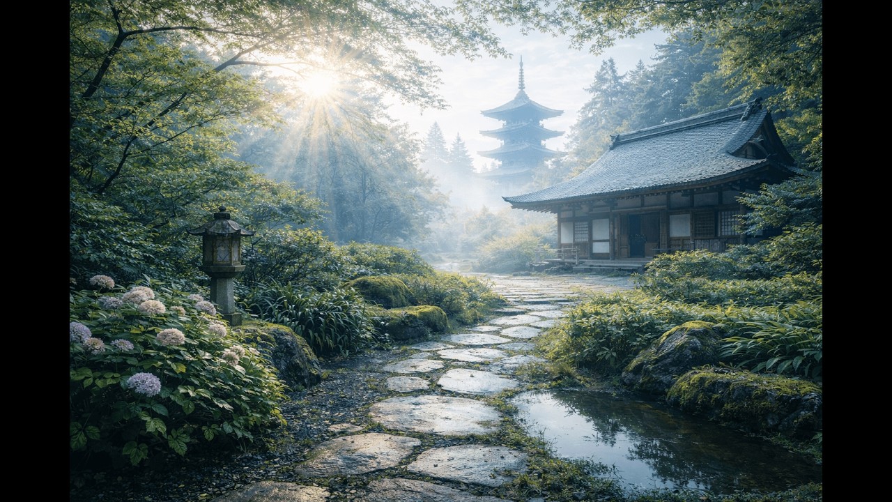 Soft Temple Sunrise – Deep Focus Music (1 Hour, No Lyrics)