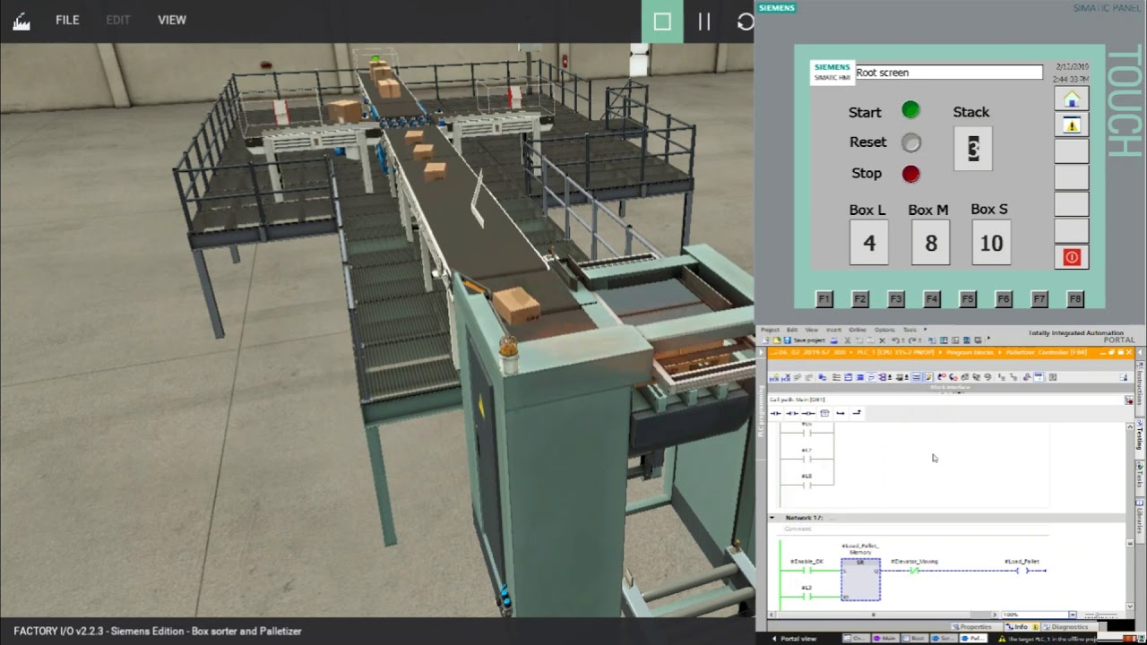 Automated Sorter by weight and the palletizer with S7-300