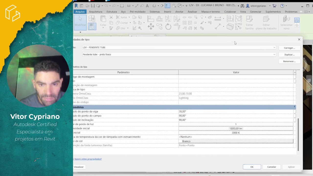Parametrização para famílias de luminárias no Revit: O que levar em consideração ?