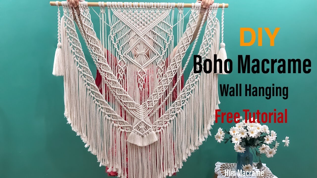 DIY Boho Macrame Wall Hanging Tutorial / So Easy even you are beginners / step by step