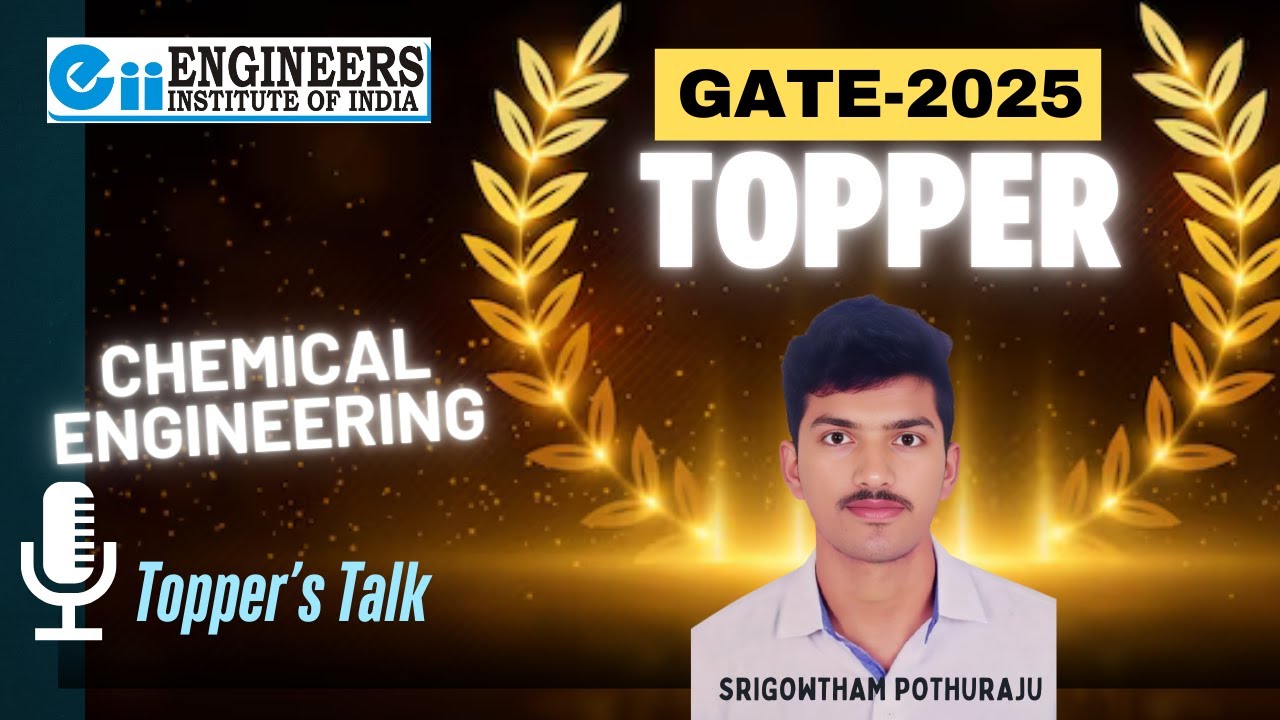 GATE 2025 Result AIR-Rank 4 in Chemical Engineering SRIGOWTHAM POTHURAJU SVNIT Surat | EiiDelhi