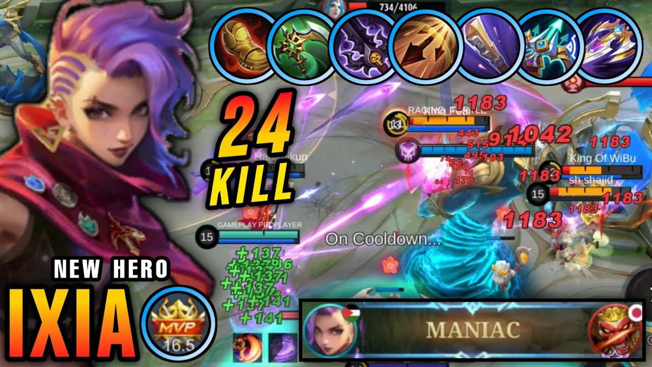 24 Kills + 2x MANIAC!! New Hero Ixia Attack Speed Build Insane LifeSteal - New Hero Tryout ~ MLBB