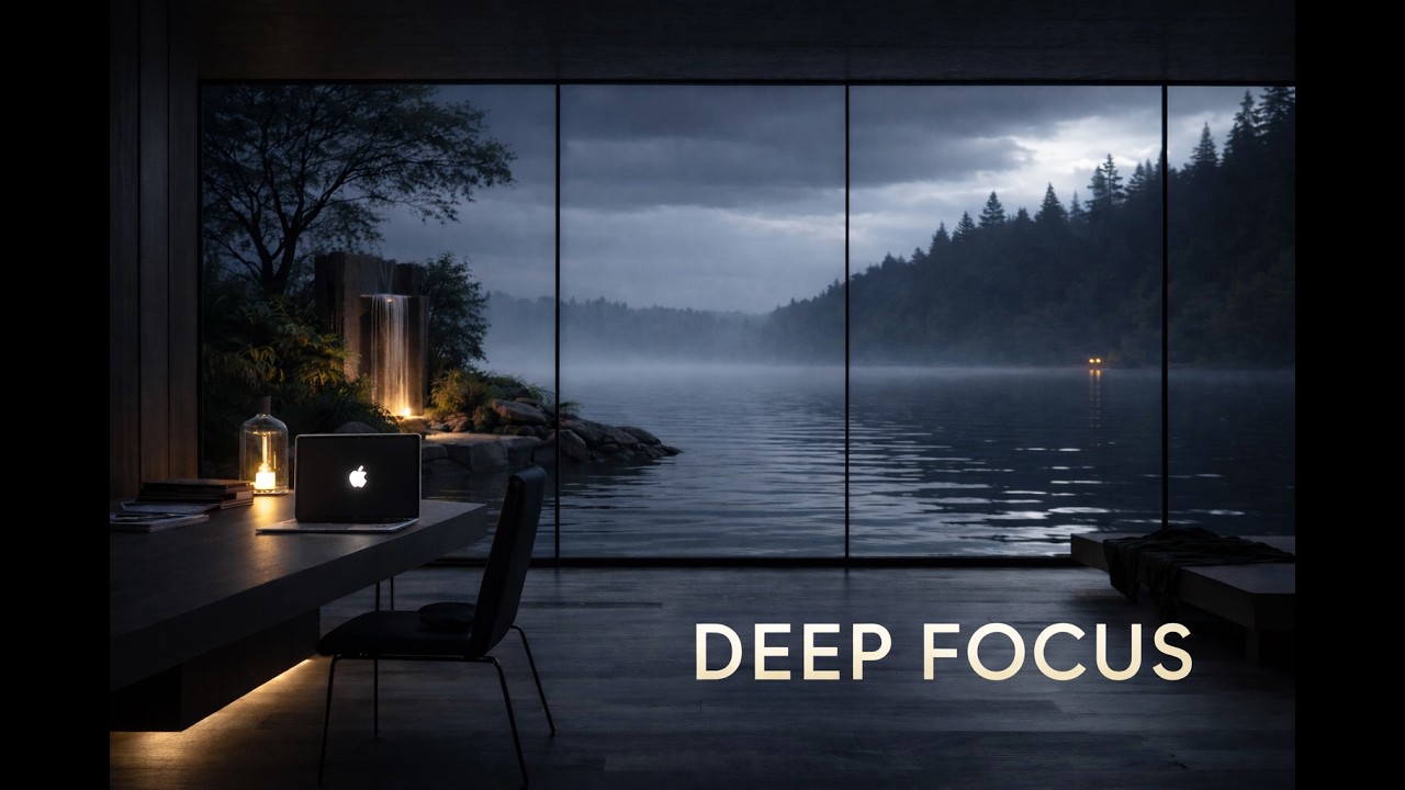 Deep Focus Music | Calm Lake Night Ambience for Study & Work　深夜の作業用BGM