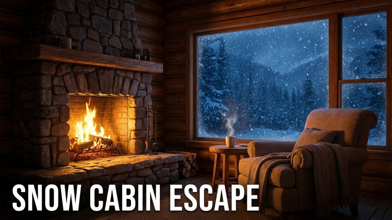 Winter Cabin Escape | Blizzard Outside, Crackling Fire Inside, Total Relaxation