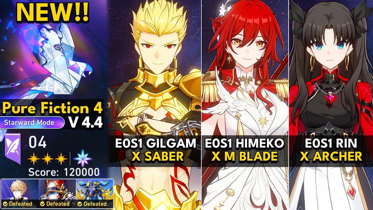 NEW Pure Fiction 4.4 Starward Mode | E0S1 Gilgamesh, E0S1 Himeko Nova, E0S1 Rin | HSR 4.4