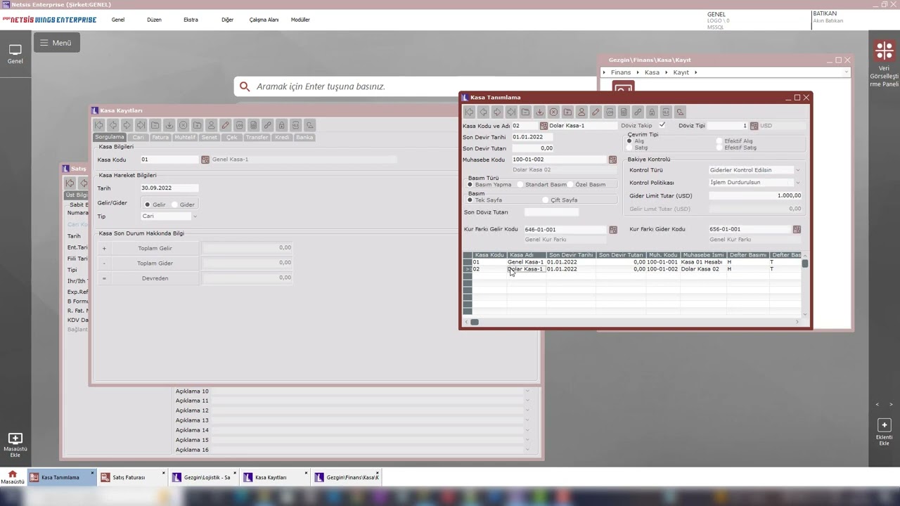 Netsis Kasa İşlemlerinde Bakiye Kontrol&uuml;