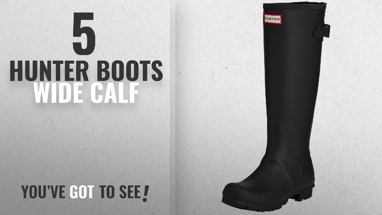Top 5 Hunter Boots Wide Calf [2018]: Hunter Womens Original Back Adjustable Black Rain Boot - 9