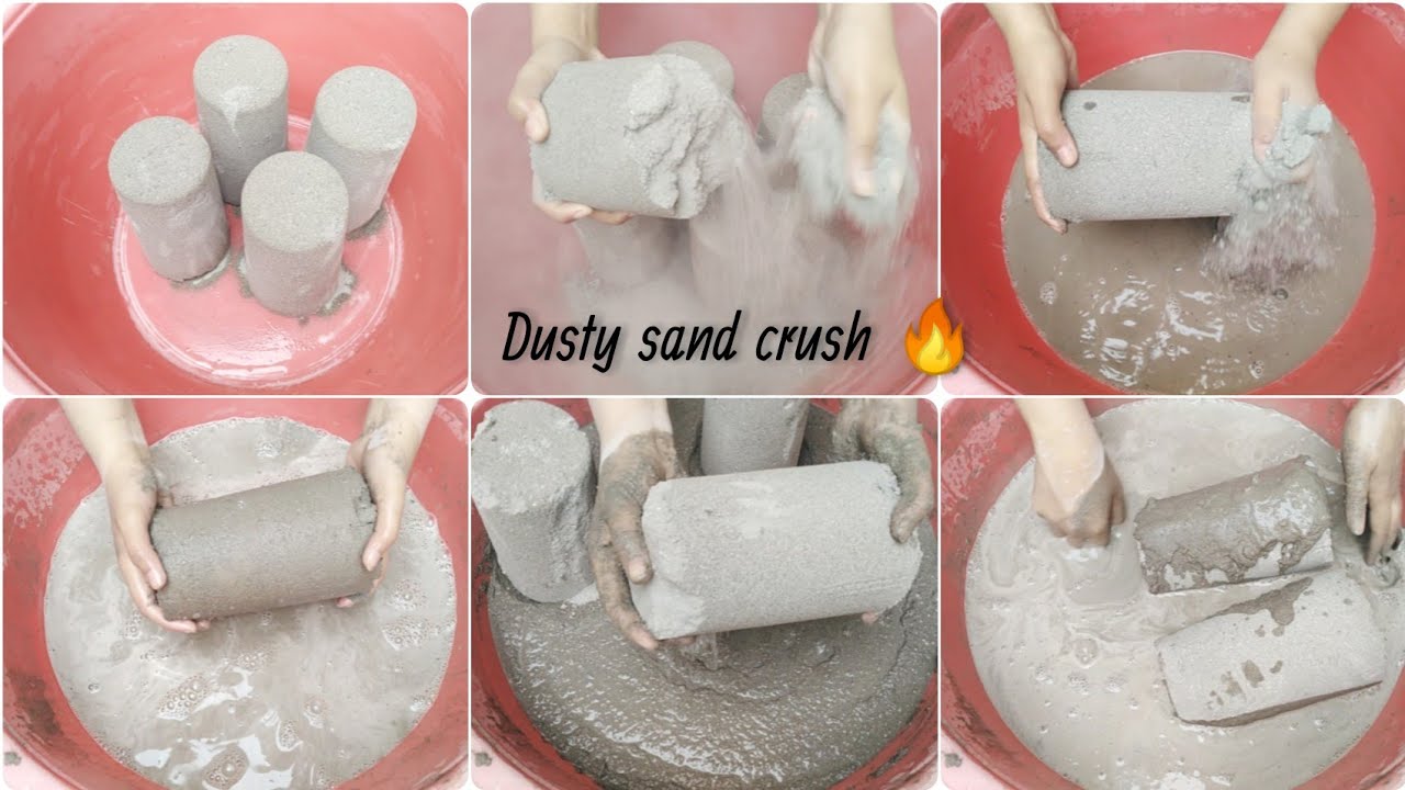 sand cement dusty🌪️ stone crush🔥Cylinders crumbling+💦 Dipp,dusty crumbling on paste 😌 #194
