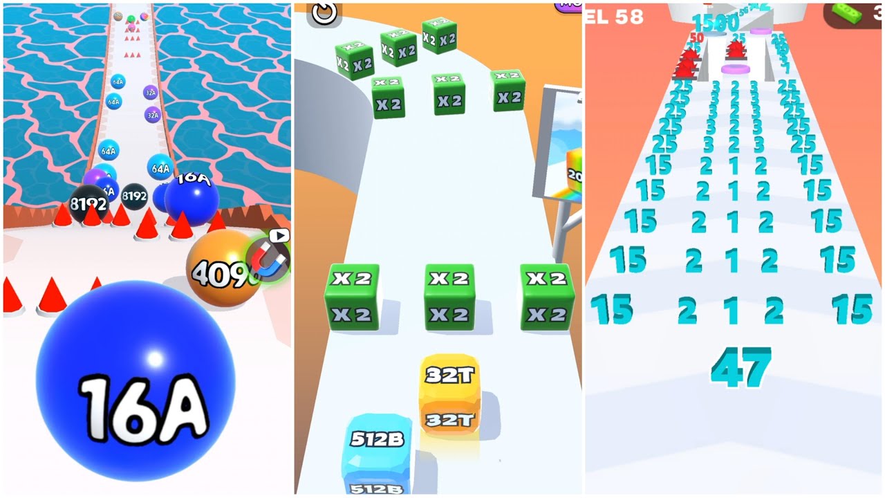 2048 Merge Race | Jelly Run vs Ball Blend vs Number Run – Record 256F vs 128A vs 6K