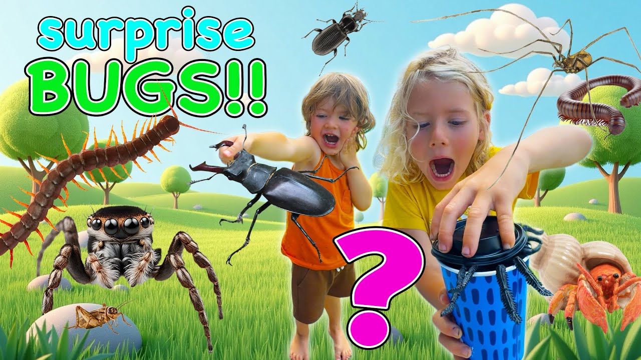 MYSTERY BUG SURPRISE for KIDS! Juju & Stellan Open Secret Cups Full of  REAL BUGS and CREATURES! 🕷🦀🔍