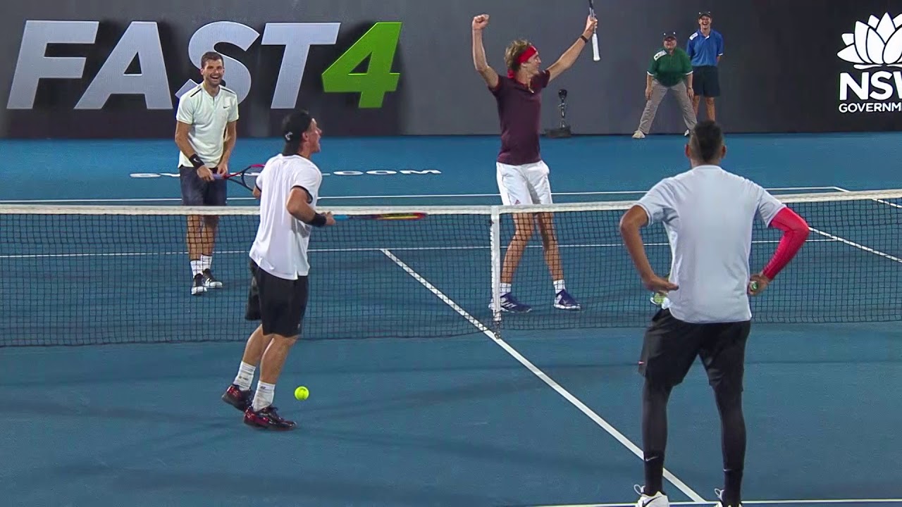 Kyrgios/Hewitt v Zverev/Dimitrov match highlights (FAST4) | Sydney International 2018