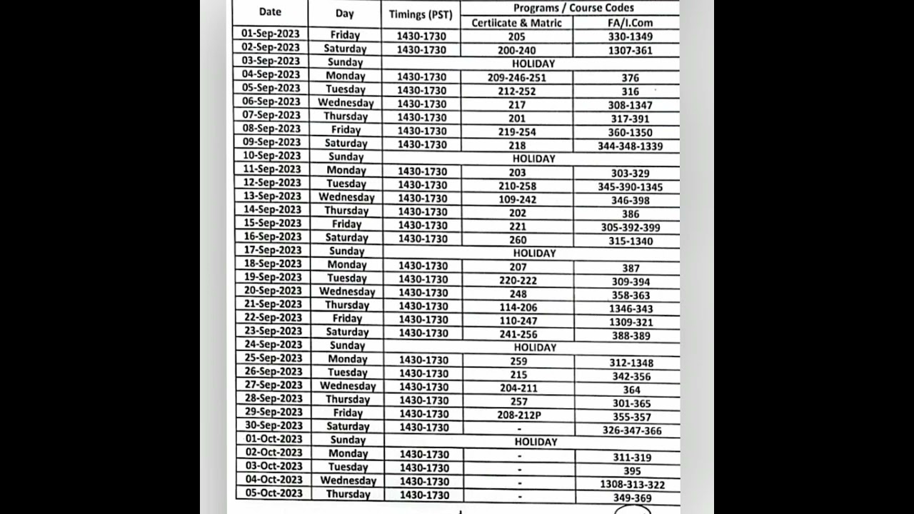 AIOU F.A/I.COM DATE SHEET SPRING 2023👍🏼👍🏼👍🏼👍🏼👍🏼👍🏼👍🏼