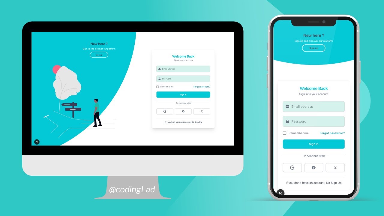 Sliding Signin and Signup Form with Tailwind CSS & Javascript
