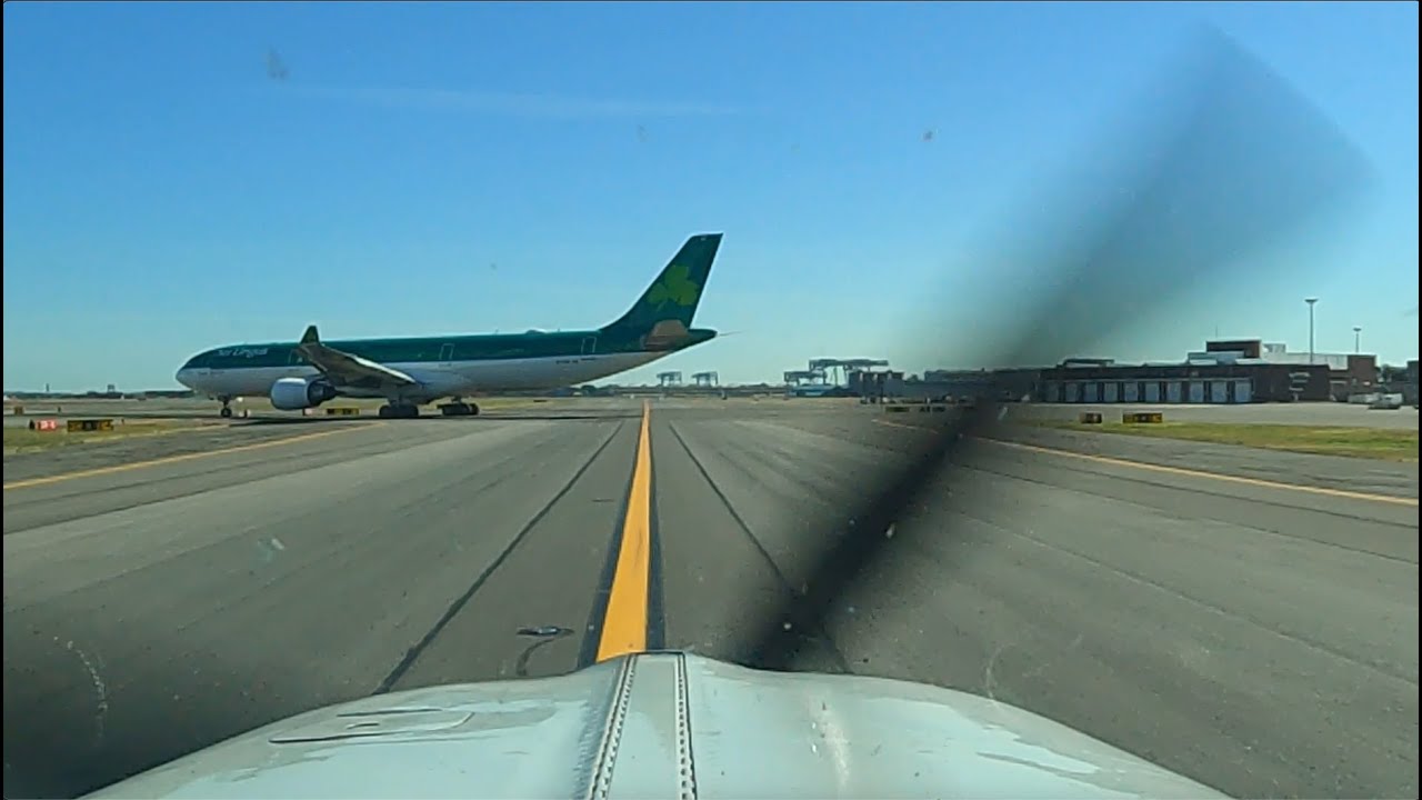 Boston Logan Airport - Departure in an A36 Bonanza - Patient Airlift Flight to Presque Isle, Maine