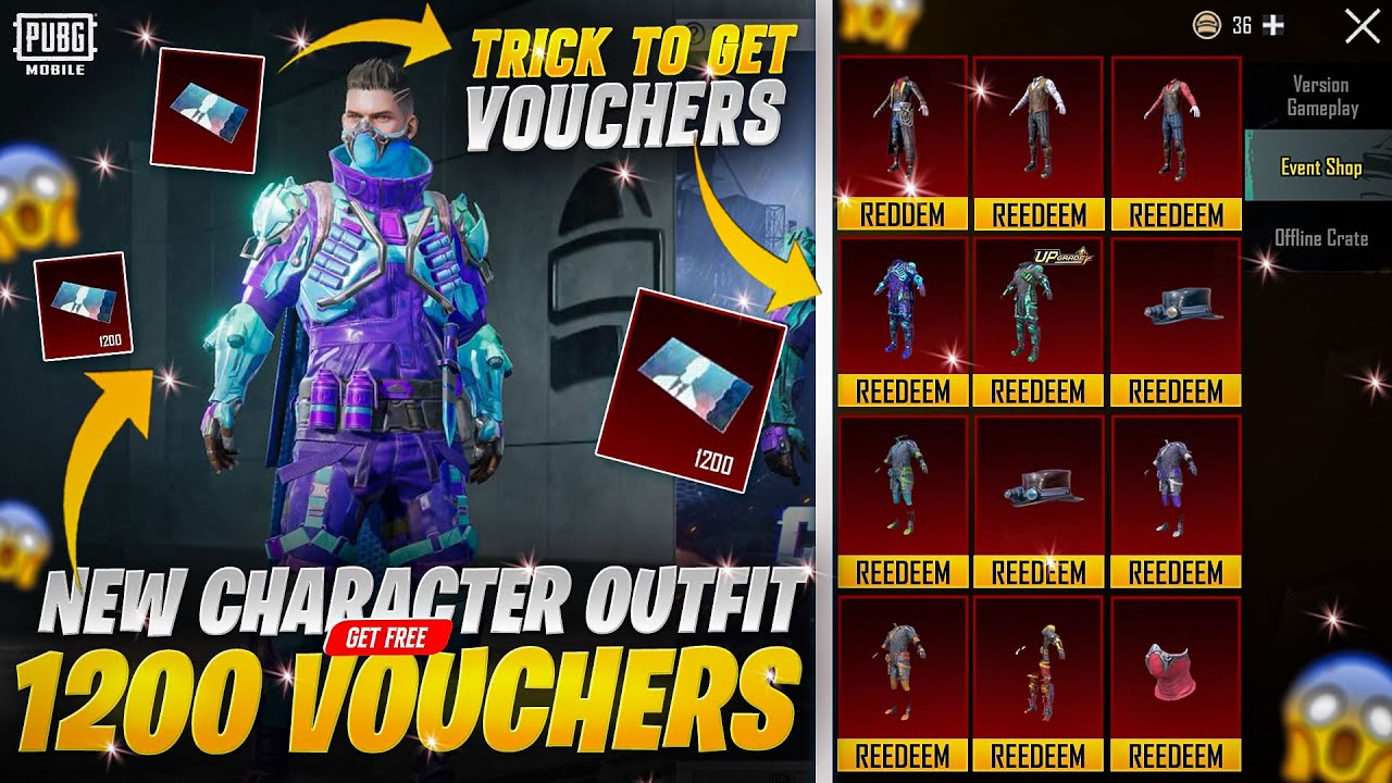 Get Free Character Vouchers 1200 | New Character Outfits | Best Trick |PUBGM 