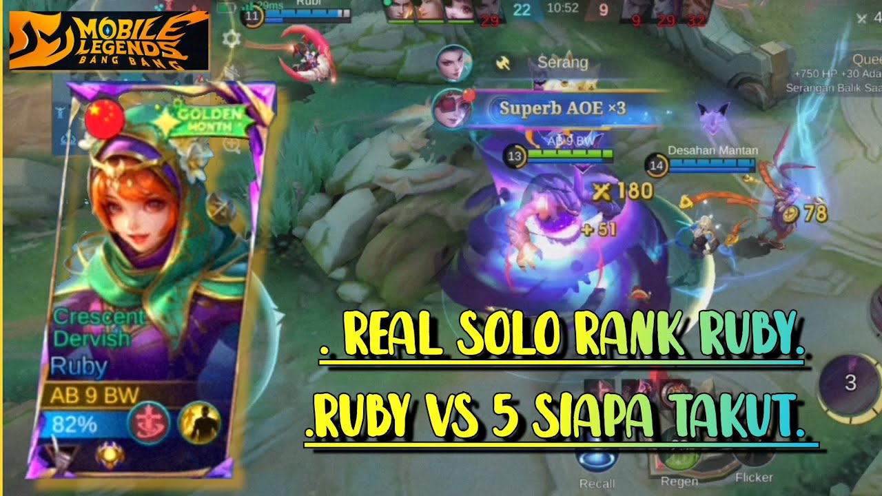MOBILE LEGENDS: BANG BANG | 5 VS 5 | REAL SOLO RANK RUBY | RUBY EXP | RUBY VS GLOO | #mobilelegends