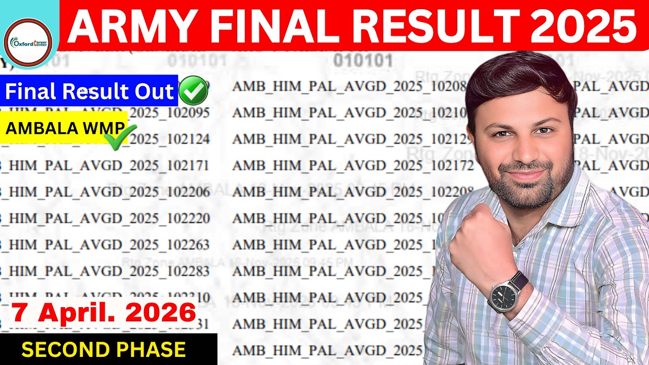 🔴ARMY AGNIVEER AMBALA WMP FINAL RESULT OUT | ARMY AGNIVEER ALL ARO FINAL RESULT  LIST OUT DATE ?