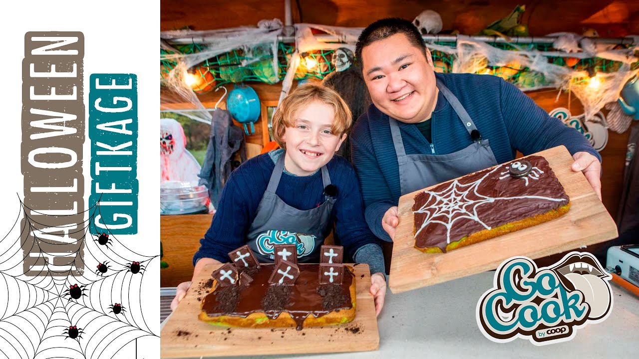Svampet grøn giftkage på to måder | Halloween kage | GoCook by Coop