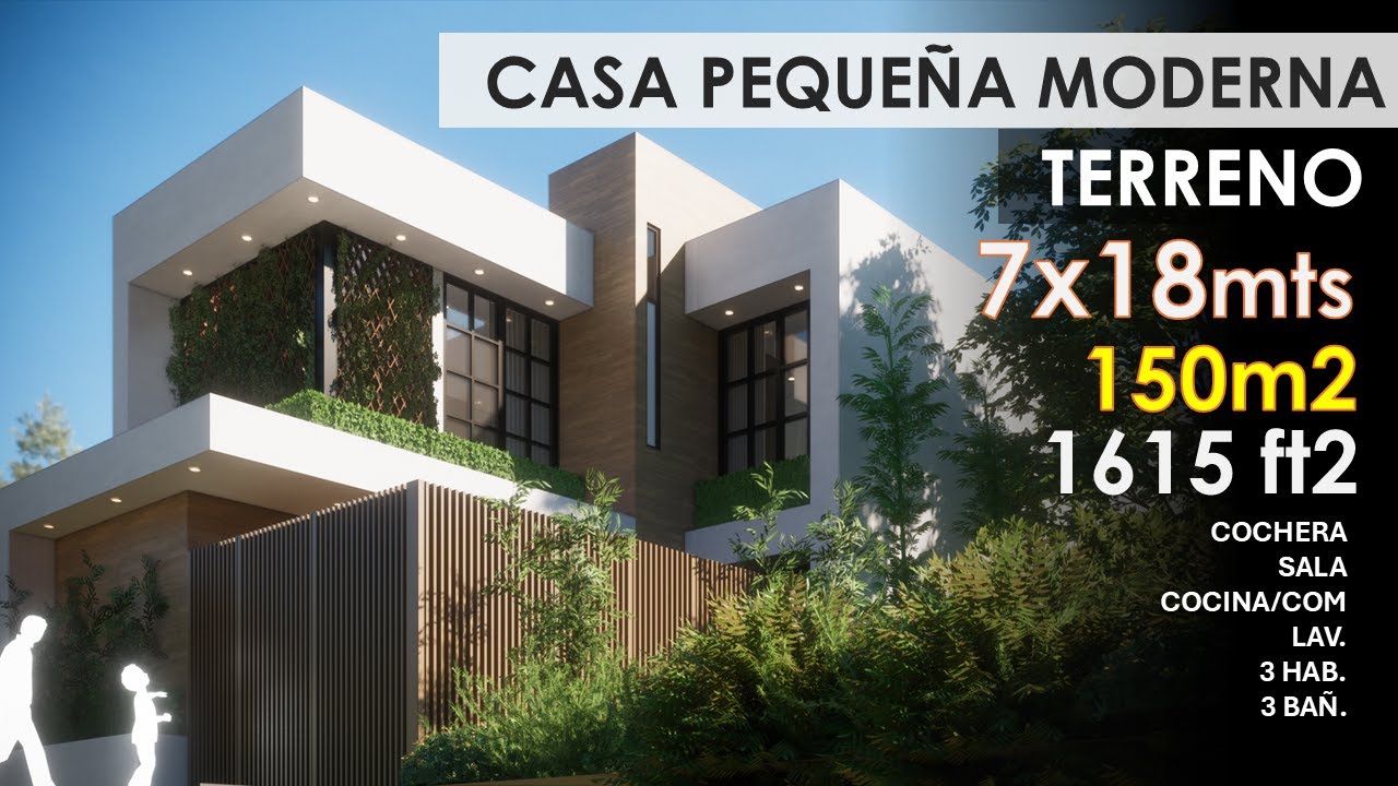 DISEÑO DE CASA MODERNA | TINY HOUSE | TERRENO 7X 18 M | 150 M2 | 1615 FT2 | MODERN HOUSE |