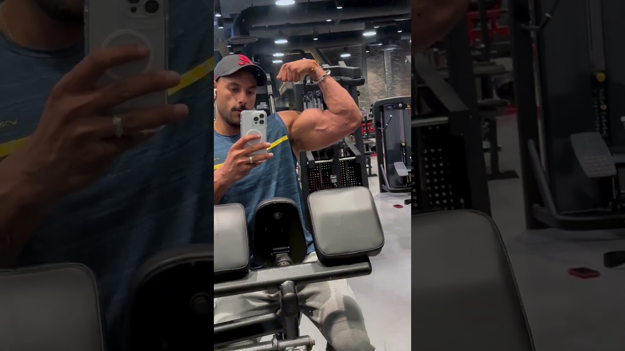 Guess biceps size // oxygen gym Kuwait // #bodybuilding #youtubeshorts #fitness