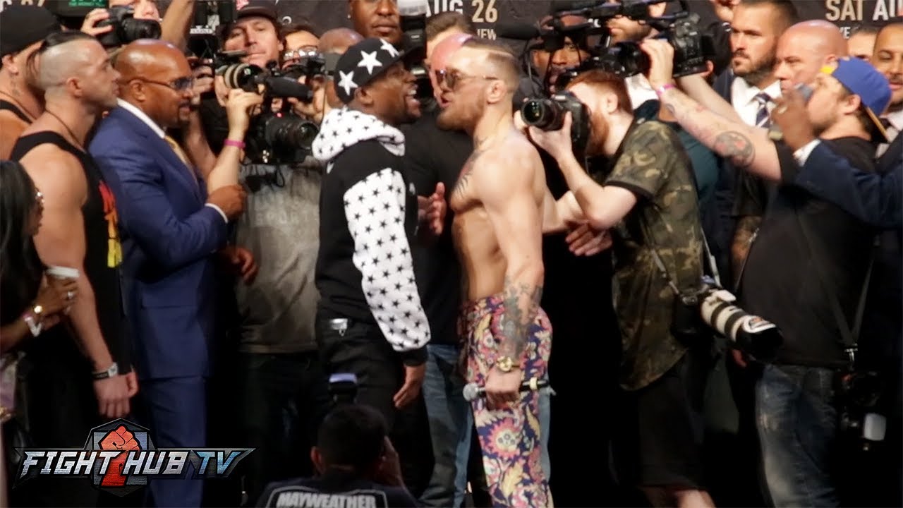 BARCLAYS CENTER FACE OFF! FLOYD MAYWEATHER VS CONOR MCGREGOR - FULL VIDEO