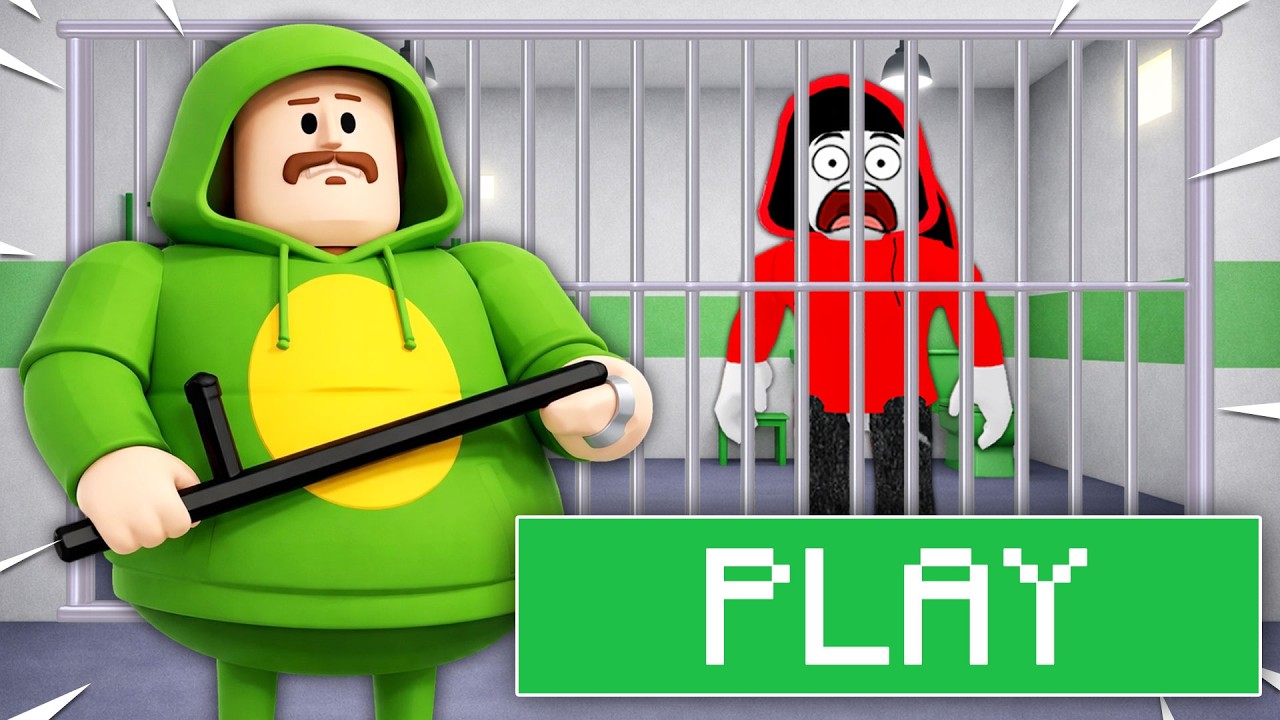 В Roblox Майки стал Барри и запер Джей-Джея в тюрьме.