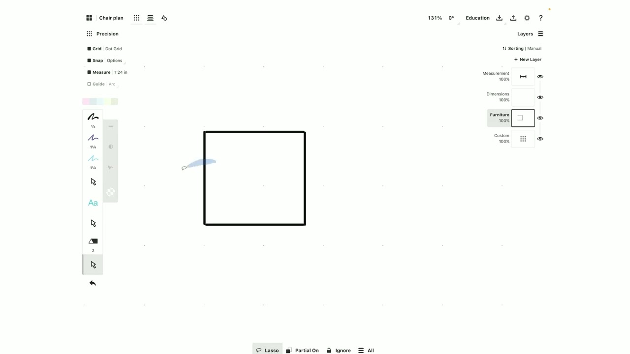 Basic Drafting in Concepts | Chair Plan View | Furniture Sketch