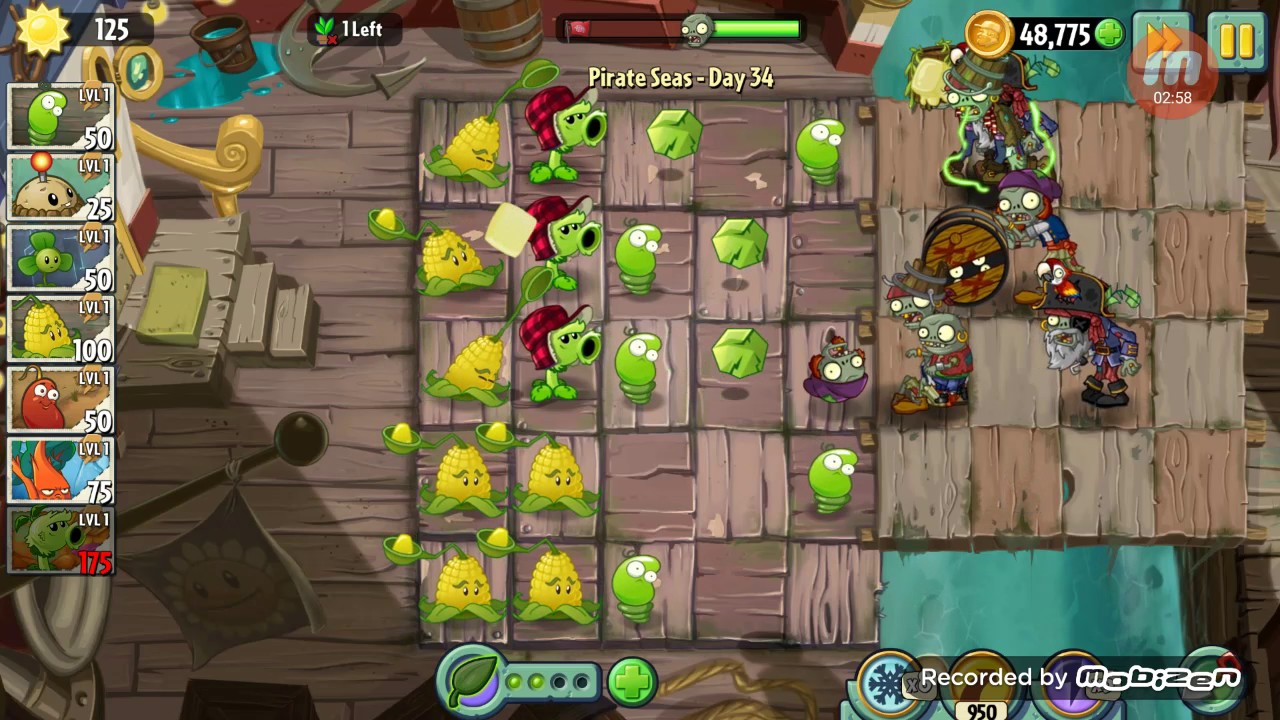 Plants vs zombies 2-Pirate Seas day 34 walk through