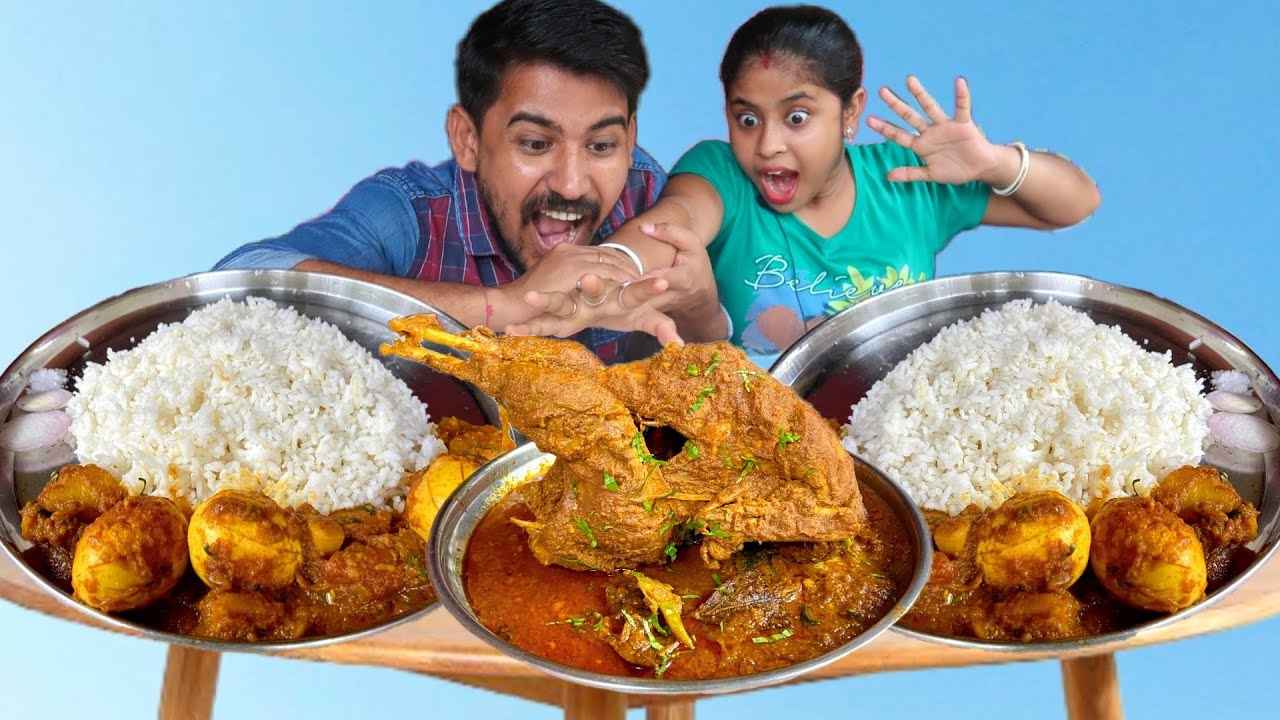 Full Chicken+Egg Masala Rice Eating Show In Hindi