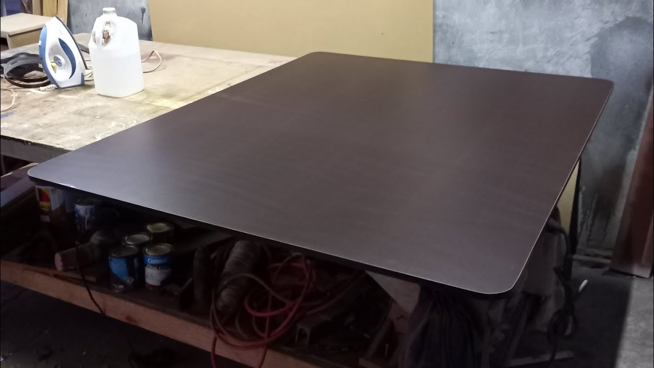 como hacer  cubierta de mesa en melamina..color chocolate