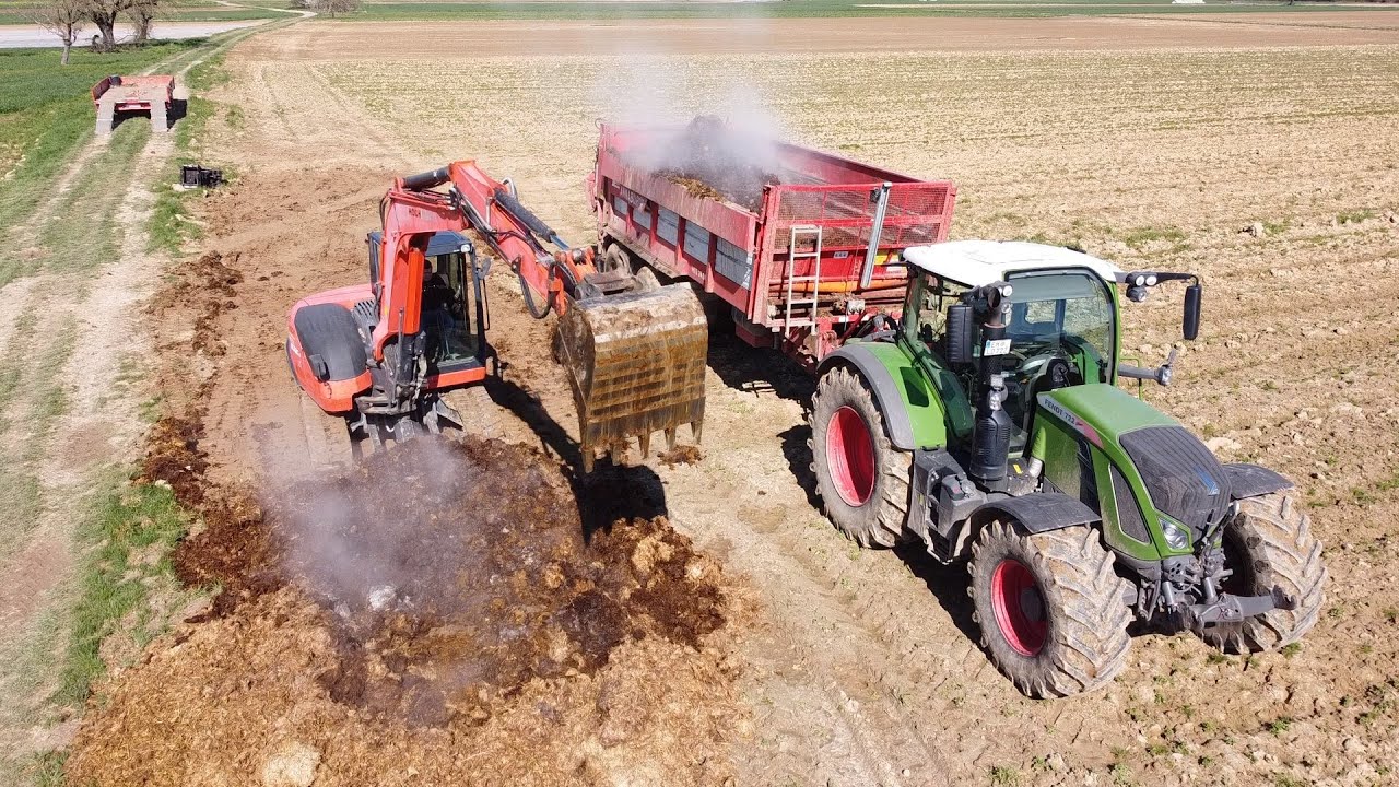 Miststreuen mit Fendt, Annaburger  und Bagger D&D Lohnunternehmen