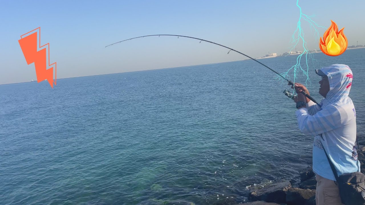 Fish Attacked from Surface in Dubai Jumeirah | Shore Game | Dubai Fishing
